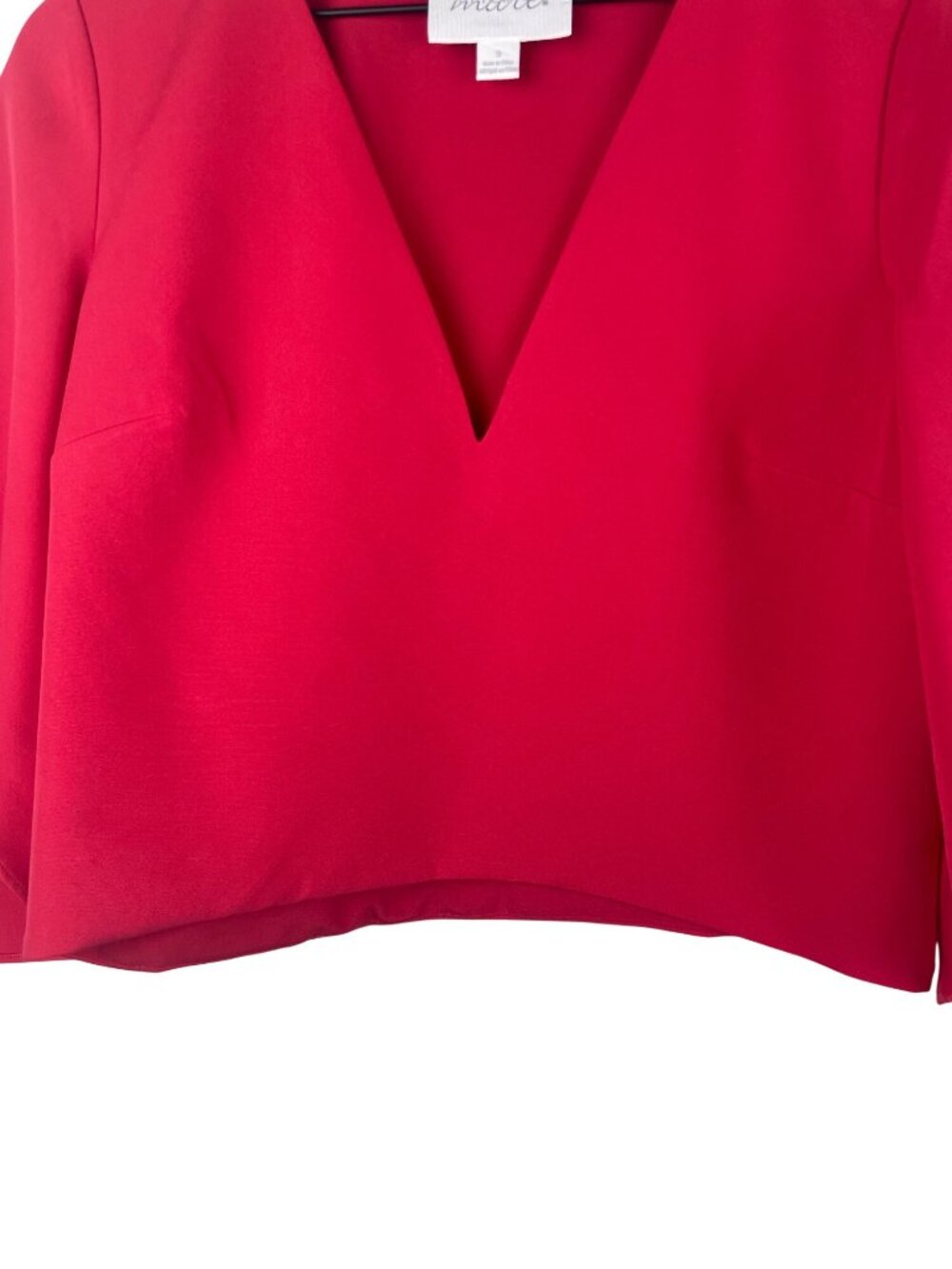 Mare Mare Red V-Neck Flutter Sleeve Cropped Blouse Small - Picture 3 of 9